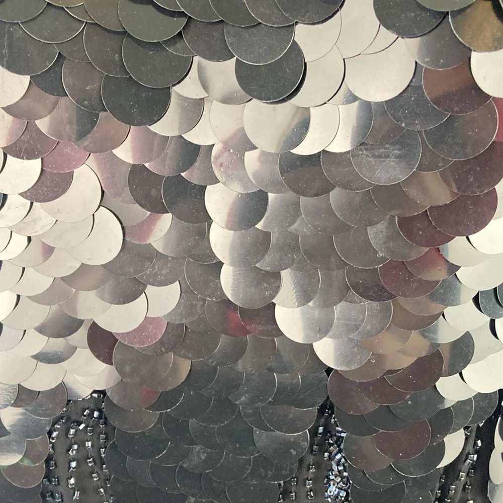 Swee Lo black silk dress top with sequins and beading - Picture 7 of 10